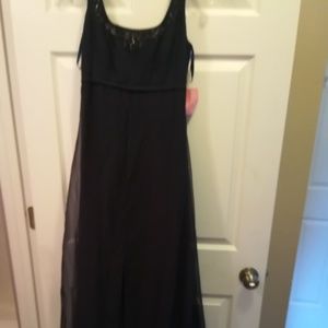 Navy Blue Gown with Beading Along Neckline Size 0